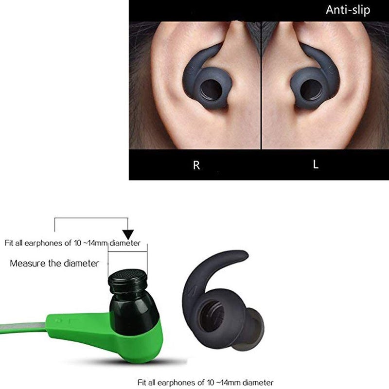 GGZZ 3 Pairs (S/M/L) Replacement Anti-Slip Silicone Eartips Earbuds Ear Tips Buds Eargels Compatible for Synchros Reflect BT Sports Wireless in-Ear Earphones (Black) - Image 3